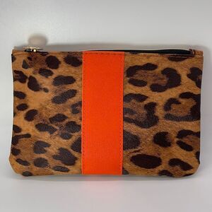NWT IPSY Cheetah & Orange Stripe Limited Edition Cosmetic Bag